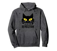 Rivoluzione dei Baffi: Arte della rivolta Felina Felpa con Cappuccio, Unisex per Adulti, Grigio Scuro, M