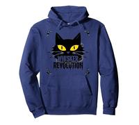Rivoluzione dei Baffi: Arte della rivolta Felina Felpa con Cappuccio, Unisex per Adulti, Navy, M