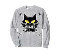 Rivoluzione dei Baffi: Arte della rivolta Felina Felpa, Unisex per Adulti, Grigio Melange, M