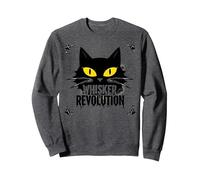 Rivoluzione dei Baffi: Arte della rivolta Felina Felpa, Unisex per Adulti, Grigio Scuro, L