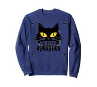 Rivoluzione dei Baffi: Arte della rivolta Felina Felpa, Unisex per Adulti, Navy, M