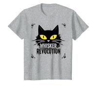 Rivoluzione dei Baffi: Arte della rivolta Felina Maglietta, Bambini, Grigio Melange, 6 Anni