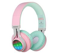 Riwbox Cuffie per bambini, WT-7S Le cuffie Bluetooth wireless per bambini con microfono per iPhone/iPad/Kindle/laptop/PC/TV Pink&Green