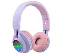 Riwbox Cuffie per bambini, WT-7S Le cuffie Bluetooth wireless per bambini con microfono per iPhone/iPad/Kindle/laptop/PC/TV (viola&verde)