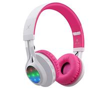 Riwbox WT-7S - Cuffie Bluetooth a LED, pieghevoli, con microfono e controllo del volume per PC/iPhone/TV/iPad (rosa/bianco)