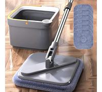 RIXANT 2024 Nuovo M16 Spin Mop, Spin Mop e Secchio con Kit strizzatoio, Spin Mop a con 4 Cuscinetti in Microfibra riutilizzabili