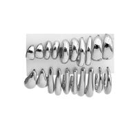 RIXERKOC 10 Paia Orecchini a Cerchio Set da Donna, Orecchini Pendenti Chunky Placcato in Oro 14K Ipoallergenici Leggeri Regalo di Gioielli per Natale San Valentino (Argento)