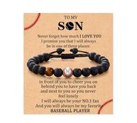 RIXERKOC A mio figlio Bracciale da mamma Calcio Baseball Basket Bracciale Regali per mio figlio Bracciale sportivo in pietra naturale per uomo Compleanno Laurea Regali di Natale