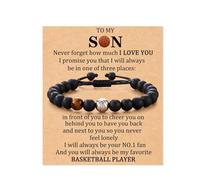 RIXERKOC A mio figlio Bracciale da mamma Calcio Baseball Basket Bracciale Regali per mio figlio Bracciale sportivo in pietra naturale per uomo Compleanno Laurea Regali di Natale