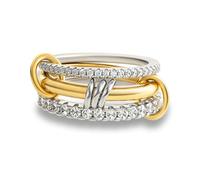 RIXERKOC Anelli Impilabili Argento Oro per Donne, Anelli Eternità Zirconia Cubica Placcati Oro 18k, Anello Multi-Link Collegato Anello Trinità ad incastro Regalo di Compleanno di San Valentino (5)