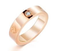 RIXERKOC Anello di amicizia d'amore per le donne Cubic Zirconia in acciaio inox Promessa Anello di matrimonio Gioielli Regali di compleanno di San Valentino per donne e ragazze (Oro rosa-Cuore, 6)