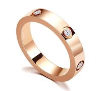 RIXERKOC Anello di amicizia d'amore per le donne Cubic Zirconia in acciaio inox Promessa Anello di matrimonio Gioielli Regali di compleanno di San Valentino per donne e ragazze (10, Oro rosa)
