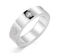 RIXERKOC Anello di amicizia d'amore per le donne Cubic Zirconia in acciaio inox Promessa Anello di matrimonio Gioielli Regali di compleanno di San Valentino per donne e ragazze (Argento-Cuore, 6)