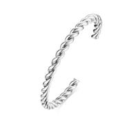 RIXERKOC Bangle Ladies Bangle aperto semplice in acciaio inox, braccialetto Bangle Twist lucido fatto a mano gioielli minimalisti regalo per le donne ragazze (7 inches, Argento)