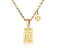 RIXERKOC Collana di segni zodiacali per le donne Ciondolo a forma di carta dei tarocchi a doppia faccia in acciaio inox Segni zodiacali Regali di gioielli per le ragazze