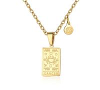 RIXERKOC Collana di segni zodiacali per le donne Ciondolo a forma di carta dei tarocchi a doppia faccia in acciaio inox Segni zodiacali Regali di gioielli per le ragazze