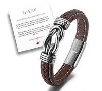 RIXERKOC Madre e figlio per sempre legati insieme Bracciale in pelle intrecciata, a mio figlio/nipote Bracciali in acciaio inox chiusura magnetica in pelle nodo polsino ispirazione regalo gioielli