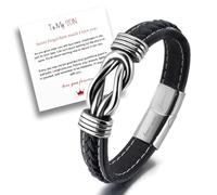 RIXERKOC Madre e figlio per sempre legati insieme Bracciale in pelle intrecciata, a mio figlio/nipote Bracciali in acciaio inox chiusura magnetica in pelle nodo polsino ispirazione regalo gioielli