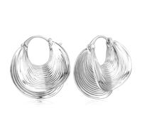 RIXERKOC Orecchini Cerchio per Donna, Orecchini Geometrici Irregolari a Cerchi in Oro 14K Anallergici Leggeri Orecchini Grosso Cerchio Regali di gioielli per San Valentino Compleanni (Argento)