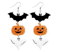 RIXERKOC Orecchini da donna a forma di pipistrello, zucca, fantasmi, per Halloween, One Size, Acrilico, Non pietra preziosa