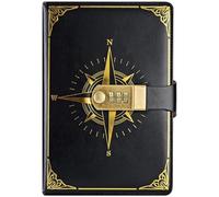 Rixotix diario di viaggio, taccuino con serratura, diario con codice modello bussola, libro segreto per ragazze, ufficio, scuola, studenti, cancelleria, regalo di compleanno, 22 x 15 cm (color: nero)