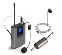 RIYAN Cuffie portatile UHF/Microfono Lvalier con Trasmettitore e Ricevitore Bodypack, Uscita 1/4 Inch 1 a 1