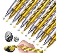 RiyaNed Pennarello Acrilico,oro argento Professionale Pennarelli per Disegno,1,0 mm,impermeabile, a rapida essiccazione, per la pittura di pietra, legno, vetro, ceramica, tela,tessuti(12 pz.)