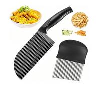 Riybyds 2 Pezzi Taglia Verdure Ondulato in Acciaio Inox, Tagliaonde, Coltello a onde vegetali, Coltello Wave, Coltello ondulato per verdure, Coltello per patate, Coltello ondulato, Potato wave cutter