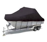 RIYIFER 600d Copertura Impermeabile per Barche, Antipolvere E Anti-Invecchiamento PVC Tessuto Oxford Telo Copri Barca per Scafo a v Tri-Scafo,Nero,19~21FT