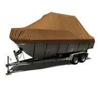 RIYIFER Fodera per Barca, Rimorchiabile Telo Copri Barca Tessuto Oxford 600D con Rivestimento in PVC Impermeabile Anti UV Adatto A V-Hull Tri-Scafo,Marrone,17~19FT~V: 600 * 230CM