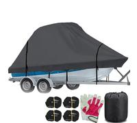 RIYIFER Oversize Rimorchiabile Copertura per Barche, 600D Telo Copri Barca per T-Top Impermeabile Tessuto Oxford per Hard Top/T Top,Nero,25~27FT: 830 * 330 * 234CM