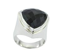RIYO Anello Generale in Argento Sterling 925 con Grande Anello Nero Naturale, Anello in Argento con Pietra Nera Nera su onice