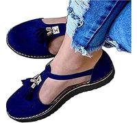Riyueyi Sandali Donna Estate Solido Sandali della Cinghia di Modo Fibbia Fringe Cover Piattaforma del Tallone delle Signore Casuali Scarpe più Il Formato Sandali,Blu,36