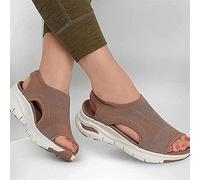 Riyueyi Sandali Donna Estivi Ortopedici in con Punta Aperta da Donna Comodo Sandalo Scarpe con Zeppa Infradito Casual Spiaggia Ciabatte Ciabatte Donna Casa Estive Scarp Zeppa,Marrone,US6/EU37