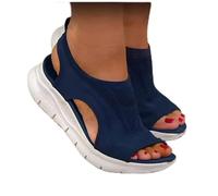Riyueyi Sandali Donna Estivi Ortopedici in con Punta Aperta da Donna Comodo Sandalo Scarpe con Zeppa Infradito Casual Spiaggia Ciabatte Ciabatte Donna Casa Estive Scarp Zeppa,Blu,US11/EU43