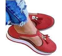 Riyueyi Sandali Donna Estivi Piattaforma Tacco Eleganti Comode Moda Estate Chiuse Davanti Elegante Nappa Platform Outdoor Sandalo Scarpe,Rosso,37