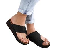 Riyueyi Sandali Donna Estivi Scarpe da Donna Comodo Sandalo Piattaforma Scarpe Ortopediche Premium Correttore Bunion Comfy Foot Shoes Summer Clip Toe Flip Flop Pantofole,Nero,US6/EU37