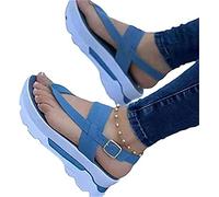 Riyueyi Vintage Anti-Slip Breathable for Spring Summer Sandal, Women Premium Orthopedic Open Toe Sandals,Blu,US7.5/EU39