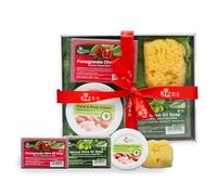 Rizes Crete Beauty Set Regalo Creta: Lozione Corpo & Gel Doccia con Aloe Vera & Olio d'Oliva + Asciugamano & Spugna - Cura naturale per la pelle e i sensi