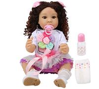 RIZGHWOY Bambola Realistica con Capelli Ricci per Neonata 55 Cm Accompagnata da Giocattolo per Bambini, Materiale