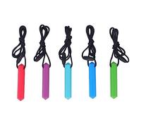 RIZGHWOY Ciondolo per la Dentizione del Bambino, Collana Masticabile in Cristalli di Silicone per Terapia Motoria Orale, Adatto per Neonati, Silicone Alimentare, 5 Pezzi