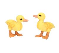 RIZGHWOY Mini Anatra Gialla Coppia di Figure Realistiche della Fattoria per Decorazioni di Compleanno Portabilità Giocattolo Antistress per la Decorazione della Scrivania Materiale PVC Giallo 2 Pezzi