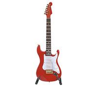 RIZGHWOY Modello Mini Chitarra Elettrica in Legno da 18 Cm, Collezione Mini Basso con Supporto per gli Amanti della Musica per L'arredamento Dell'home Office (rosso)