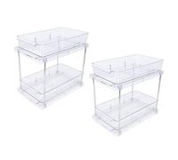 RIZGHWOY Organizzatore per Armadietto Estraibile Verticale, Confezione da 2 Cassetti Trasparenti con Guide Ad Estensione Completa, per L'organizzazione del Mobiletto della e del Bagno