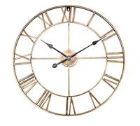 RIZGHWOY Orologio da Parete di Ferro Antico Numeri Romani Fatti a Mano Movimento di Design retrò per il Soggiorno Ristorante Cafe (Golden 60 cm)