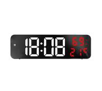 RIZGHWOY Orologio da Parete Digitale a LED Specchio Display Grande con Pluvia di Allarme di Temperatura Data per il Soggiorno Camera da Letto per Ufficio (Bianco e Rosso)
