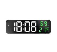 RIZGHWOY Orologio da Parete Digitale a LED Specchio Display Grande con Pluvia di Allarme di Temperatura Data per il Soggiorno Camera da Letto per Ufficio (Bianco e verde)