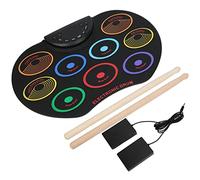 RIZGHWOY Pad per Batteria Elettronica Portatile per Principianti - 9 Pad Colorati e 10 Ritmi - Perfetto per L'uso Domestico e il Divertimento Musicale (Arcobaleno colorato)