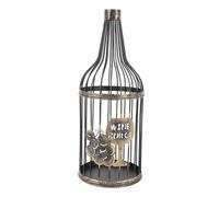 RIZGHWOY Raccoglitore Portaoggetti in Sughero per Vino, Fascino Rustico in Metallo a Forma di Bottiglia da 60 capacità, per Sala da Pranzo, Bar con Apertura Superiore