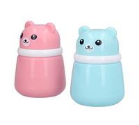 RIZGHWOY Scatola per Piumino per Cipria a Forma di Orso Cartone Animato Cura Elevata della Pelle Dopo il Bagno, 2 Contenitori per Polvere per il Corpo per Bambini e Adulti, Plastica+spugna, 10x7